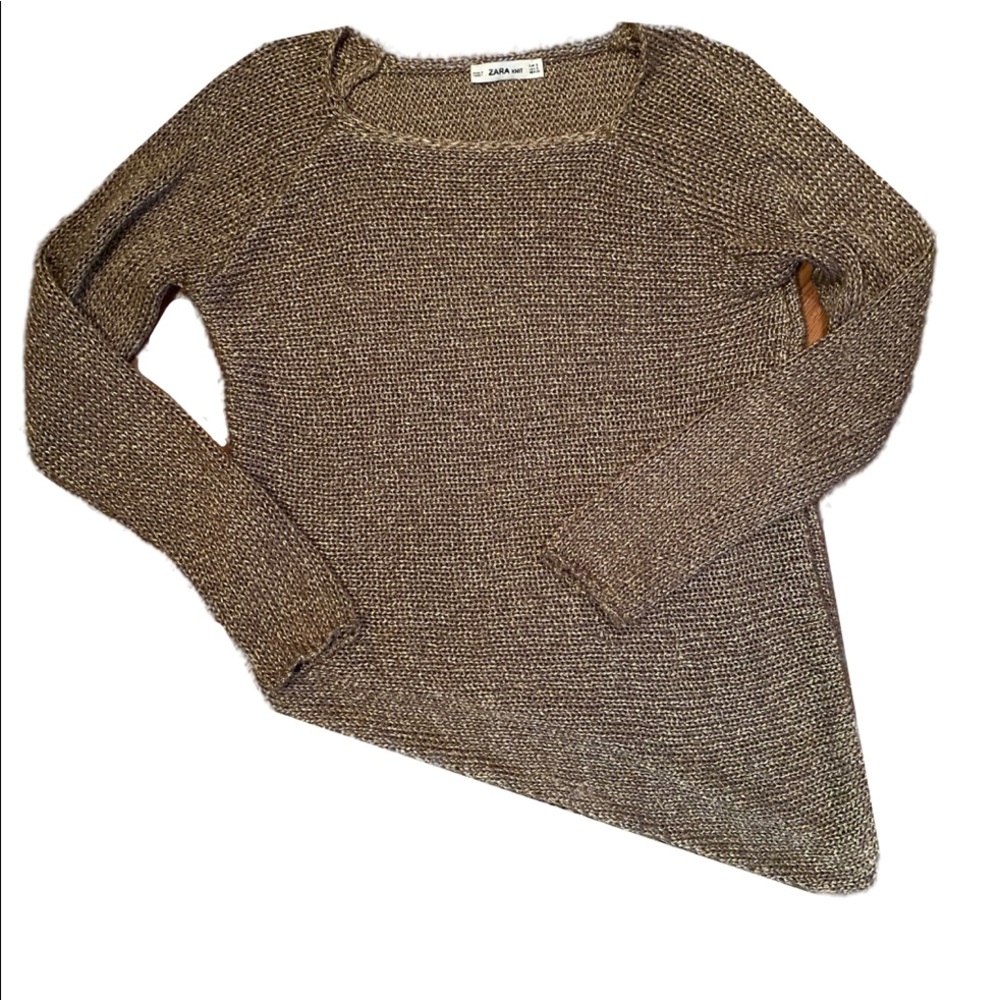 Zara Knit Gold Asymmetrical Sweater sz S